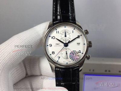 YL Factory IWC Portugieser Chronograph Classic White Dial Black Leather Strap 42 MM Swiss Automatic Watch